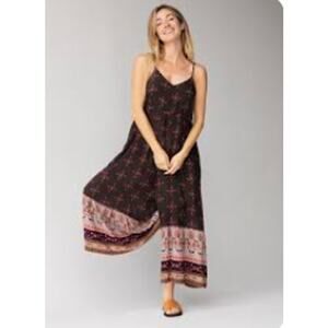 Natural Life Jamie V-Neck Jumpsuit Size XL Wide Leg Romper Mocha Tulip Bohemian